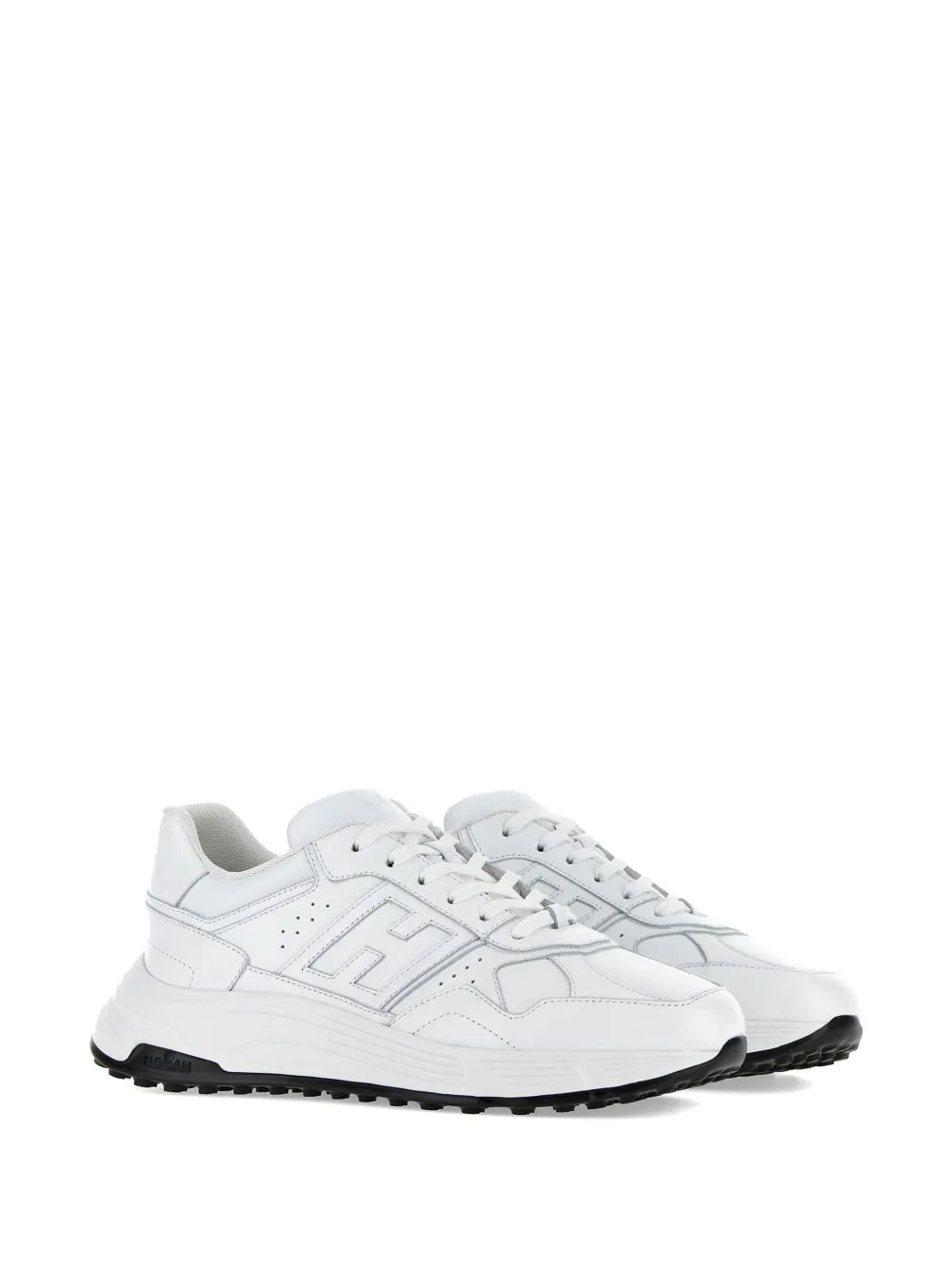 White Hogan Hyperlight sneakers, low-profile lace-up with cushioned collar and H logo