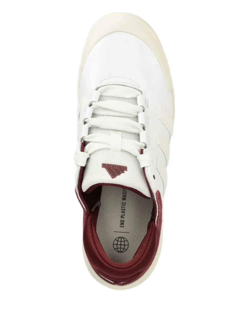 adidas Court Funk sneakers, white lace-up with maroon interior lining and logo insole