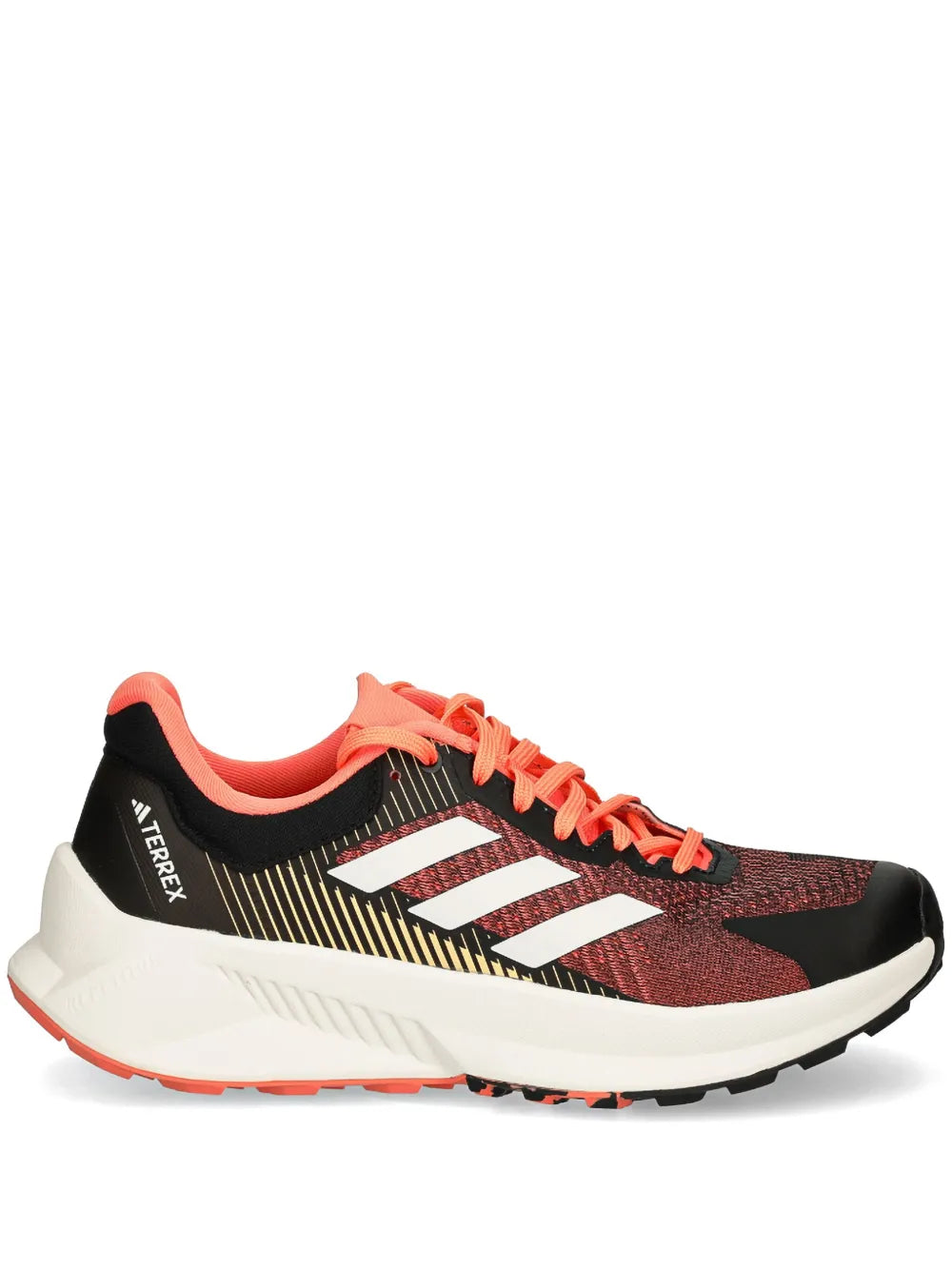 adidas Terrex trail running shoes in black with orange laces and white midsole