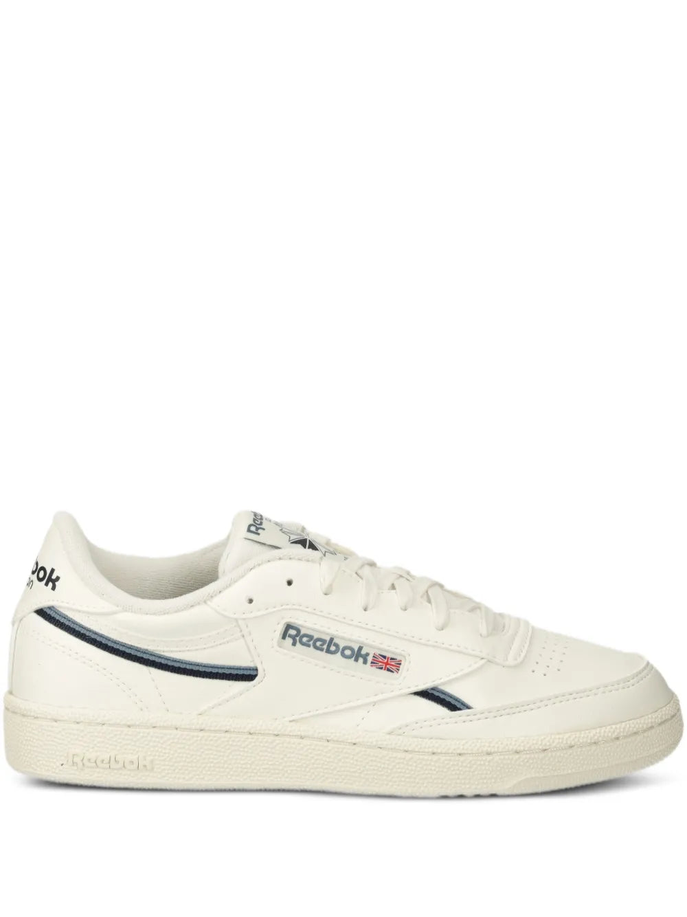 Reebok Club C 85 lace-up sneaker, white leather with blue side stripe
