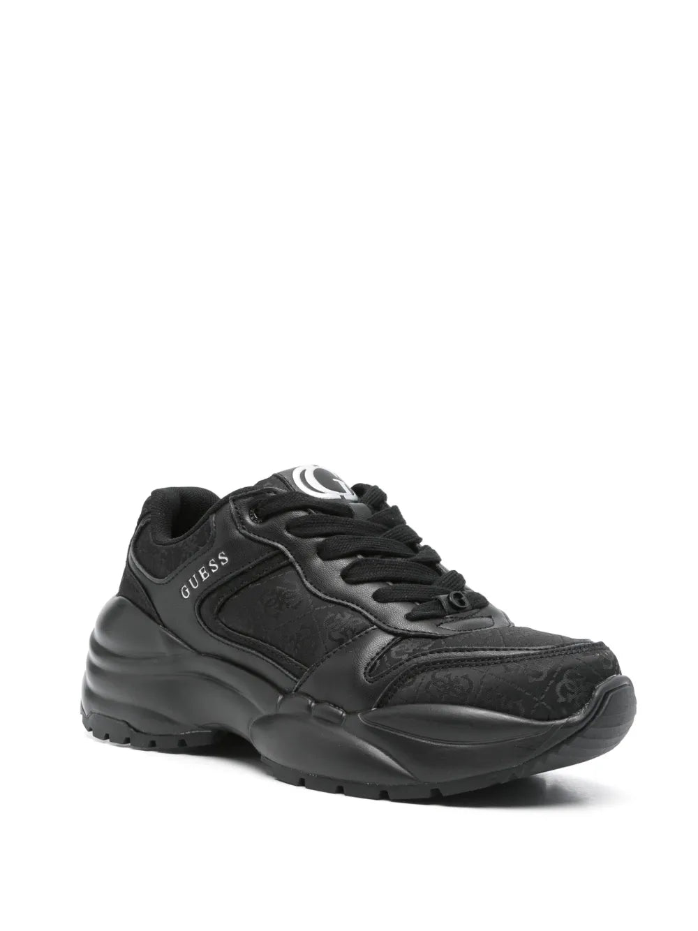 GUESS black lace-up sneakers with circular logo on side