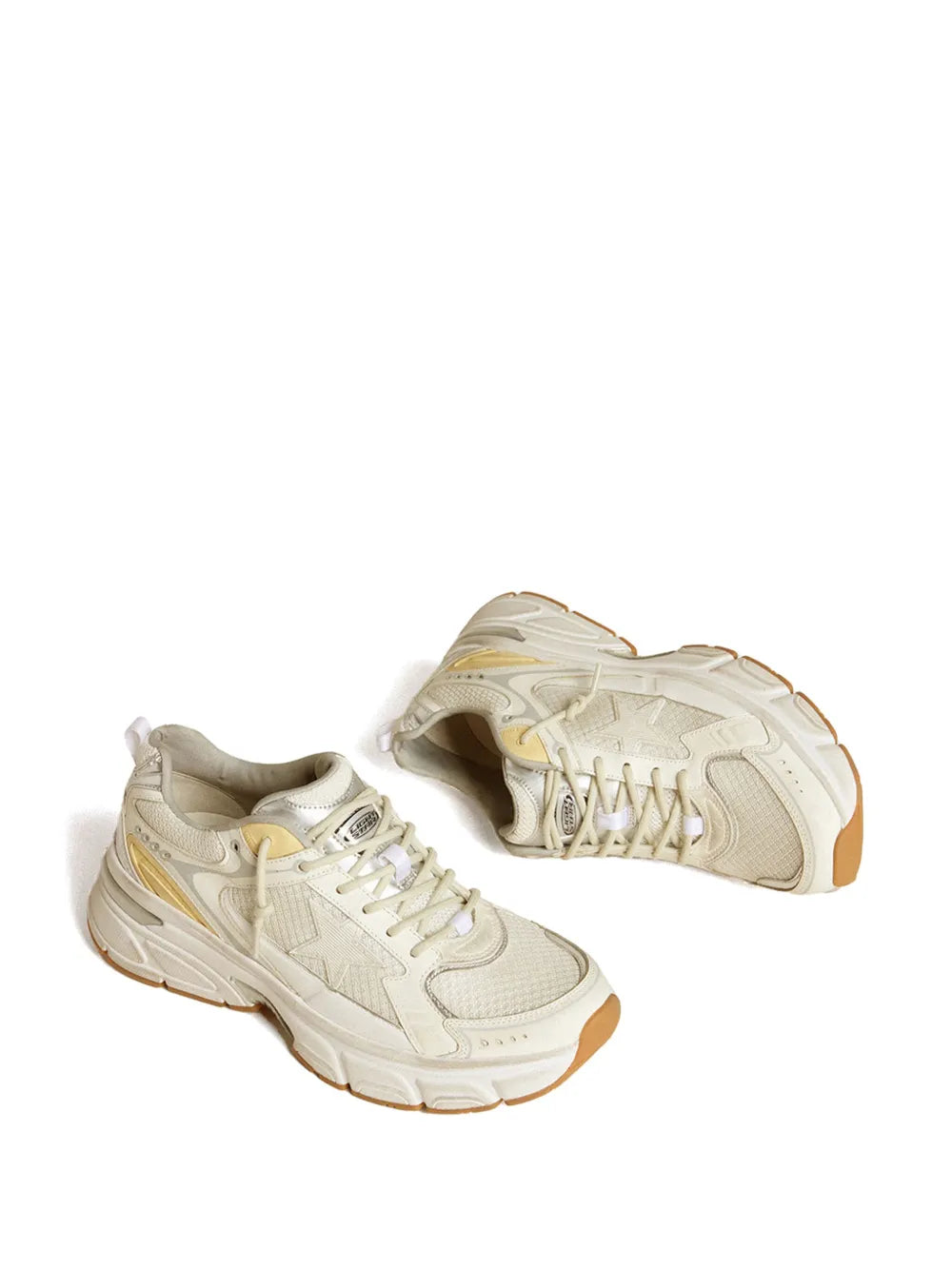 Golden Goose Lightstar sneakers, white with banana yellow accent and lace-up front