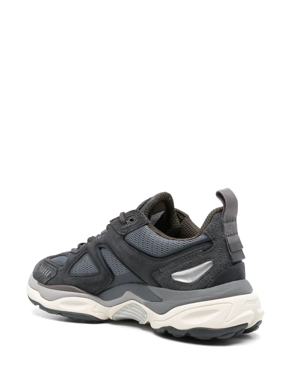 Axel Arigato Satellite Runner sneakers, dark blue-gray mesh with heel pull tab, white sole