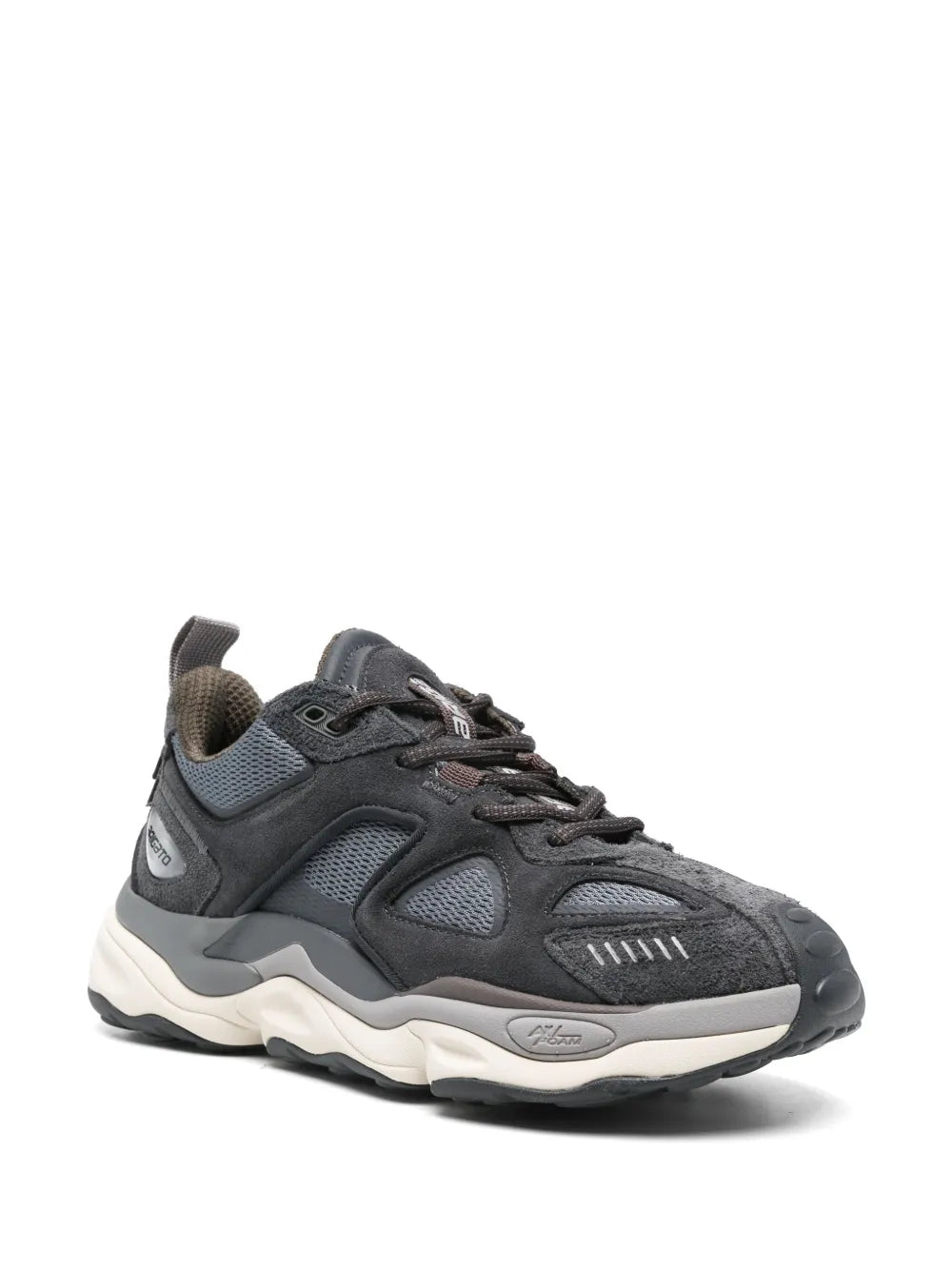 Axel Arigato Satellite Runner sneakers, dark blue-gray knit upper, chunky white midsole