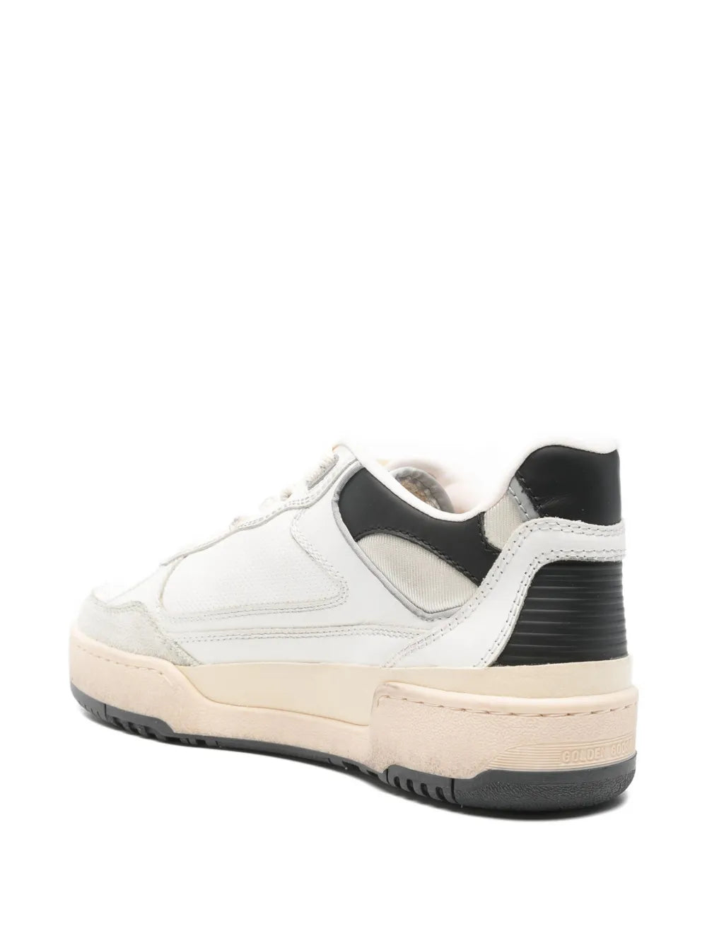 Golden Goose Forty2 leather sneakers, white leather with black heel tab, beige midsole
