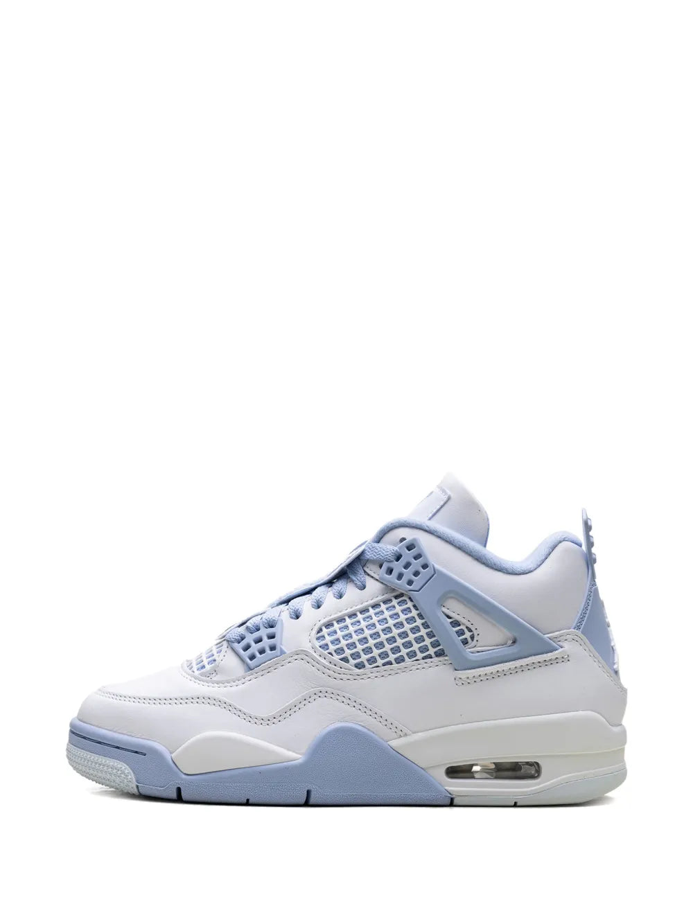 White and light blue lace-up sneaker with Air sole and mesh toe panel