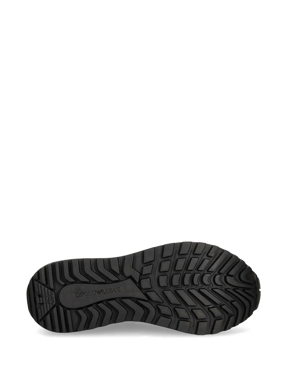 Black rubber sneaker outsole with deep geometric tread