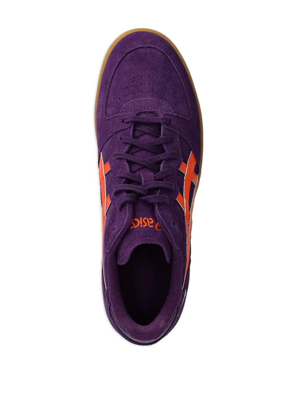 ASICS Skyhand OG purple lace-up sneakers, front view with orange accents