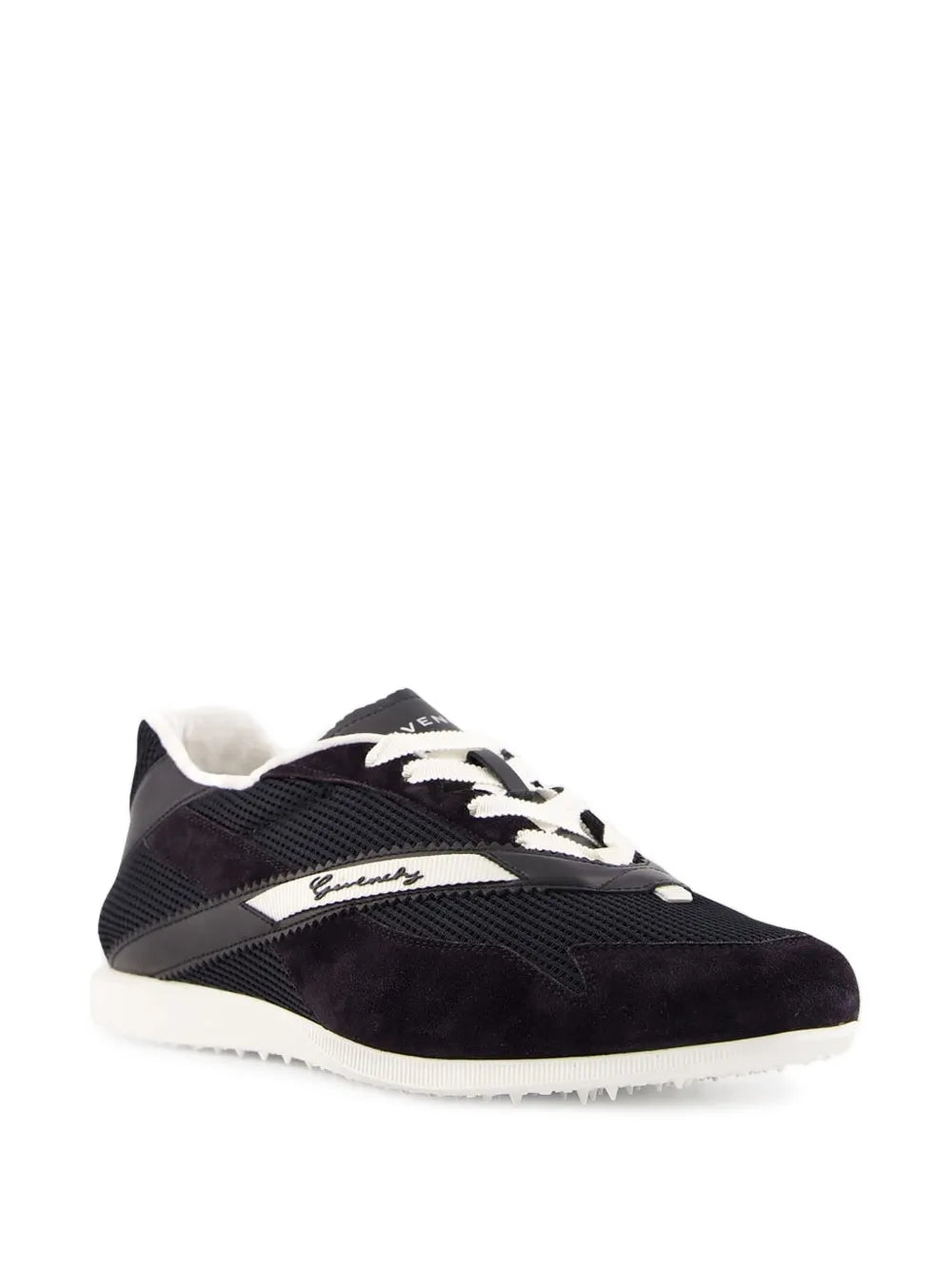 Givenchy logo sneakers in black, lace-up style with white logo stripe and sole