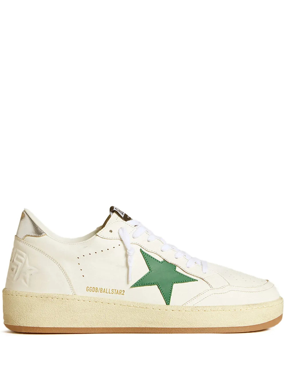 Golden Goose Ballstar 2 sneakers, white leather with green star and gum sole