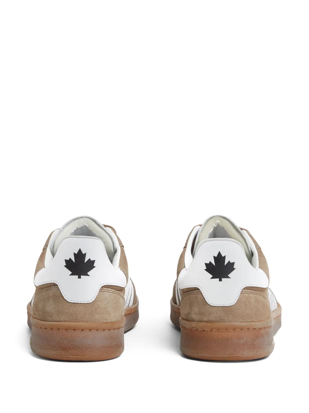 Dsquared2 Boxer sneakers, light brown suede with white heel patch logos and gum sole