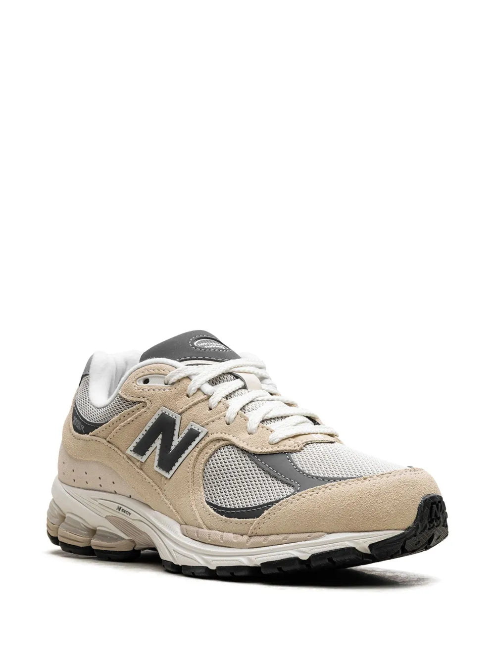 New Balance 2002R low-top sneakers, beige and magnet grey, lace-up with N logo