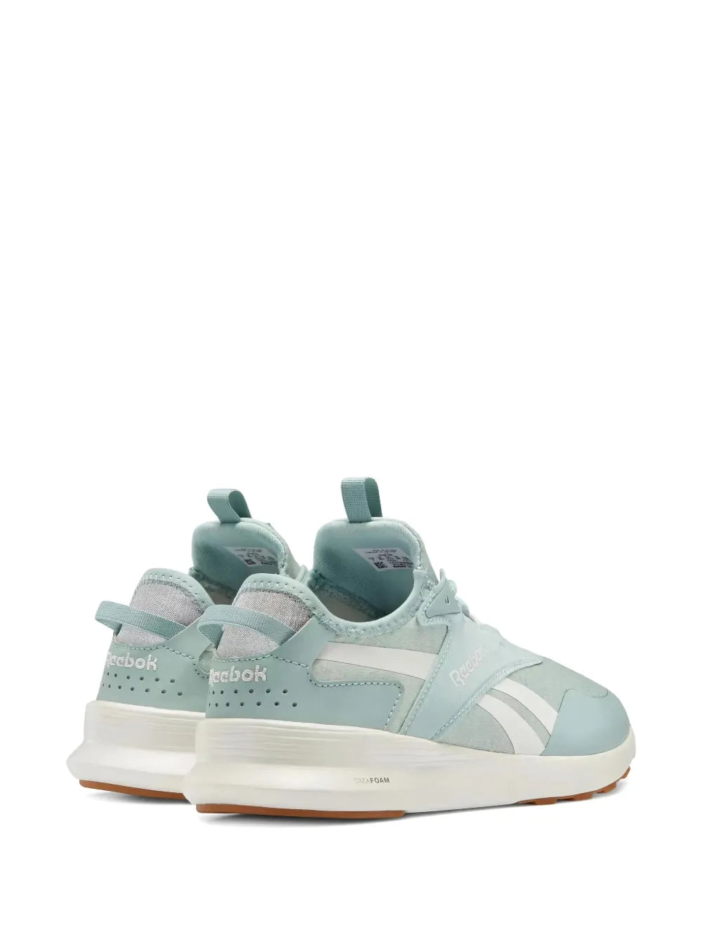 Light blue sneaker with back heel tab and Reebok logo on heel