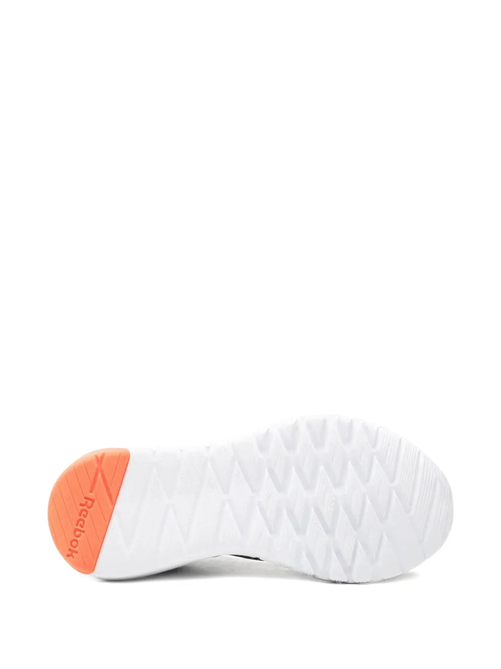 Reebok Flexagforce 4 outsole with white tread and orange heel grip panel
