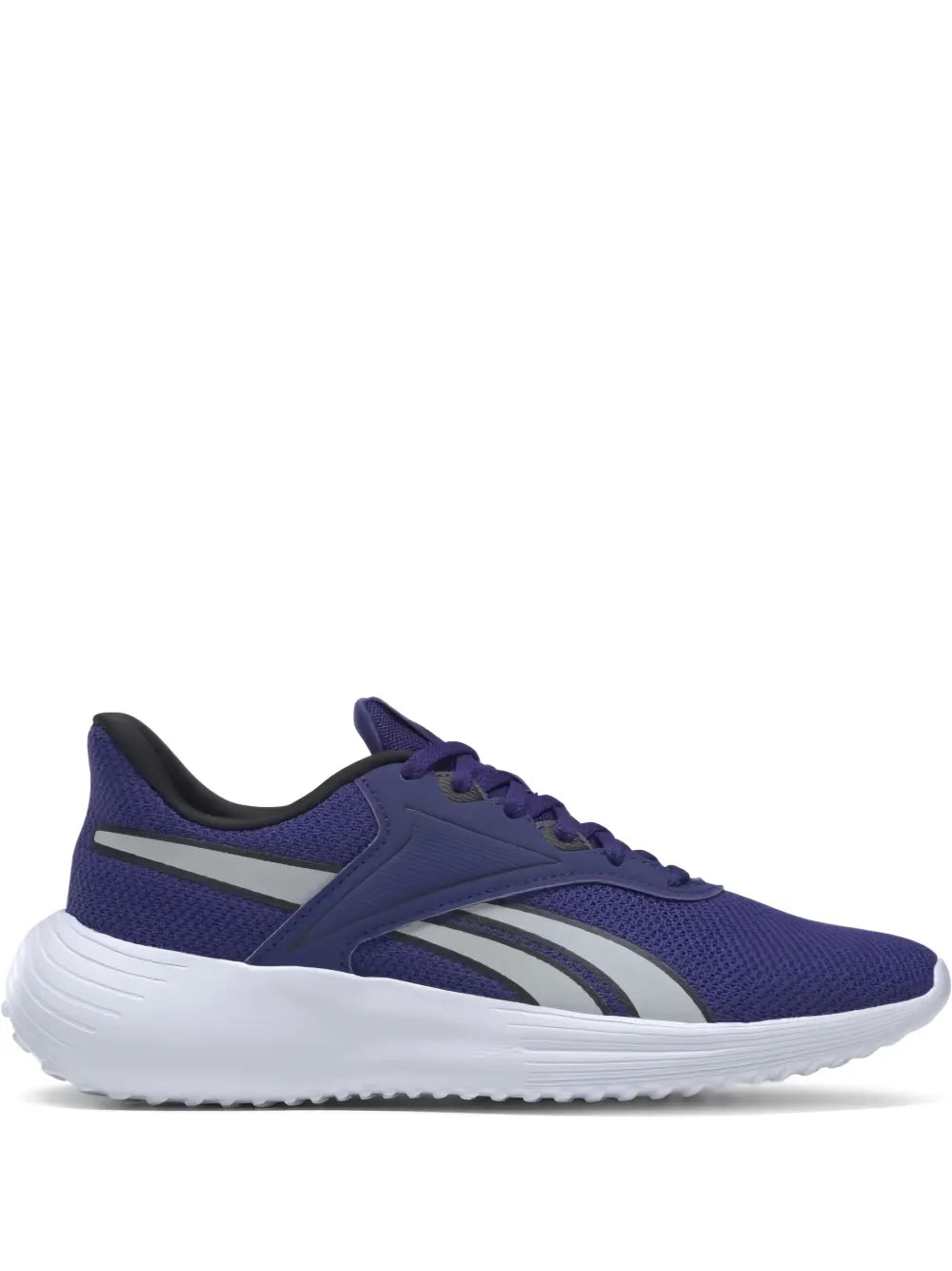 Purple mesh running shoes with lace-up front, white midsole, and Reebok logo side