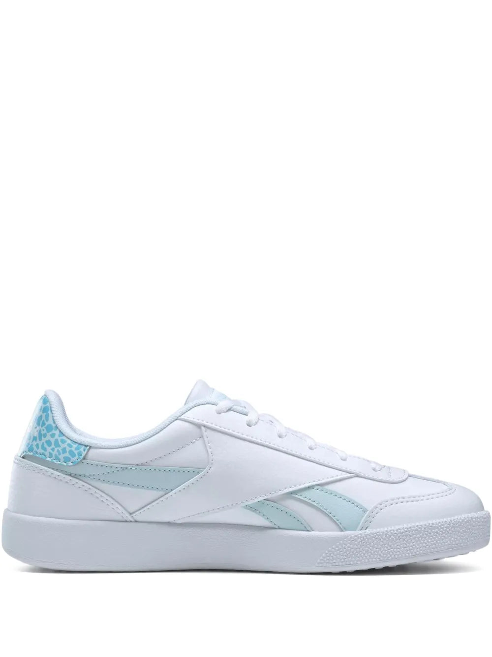 White Reebok Smash Edge sneakers with mint accents and lace-up design