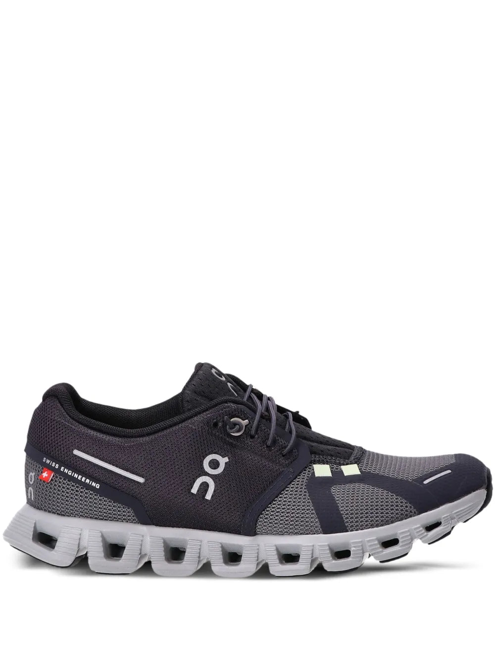 Black lace-up running trainers with white CloudTec outsole and On logo