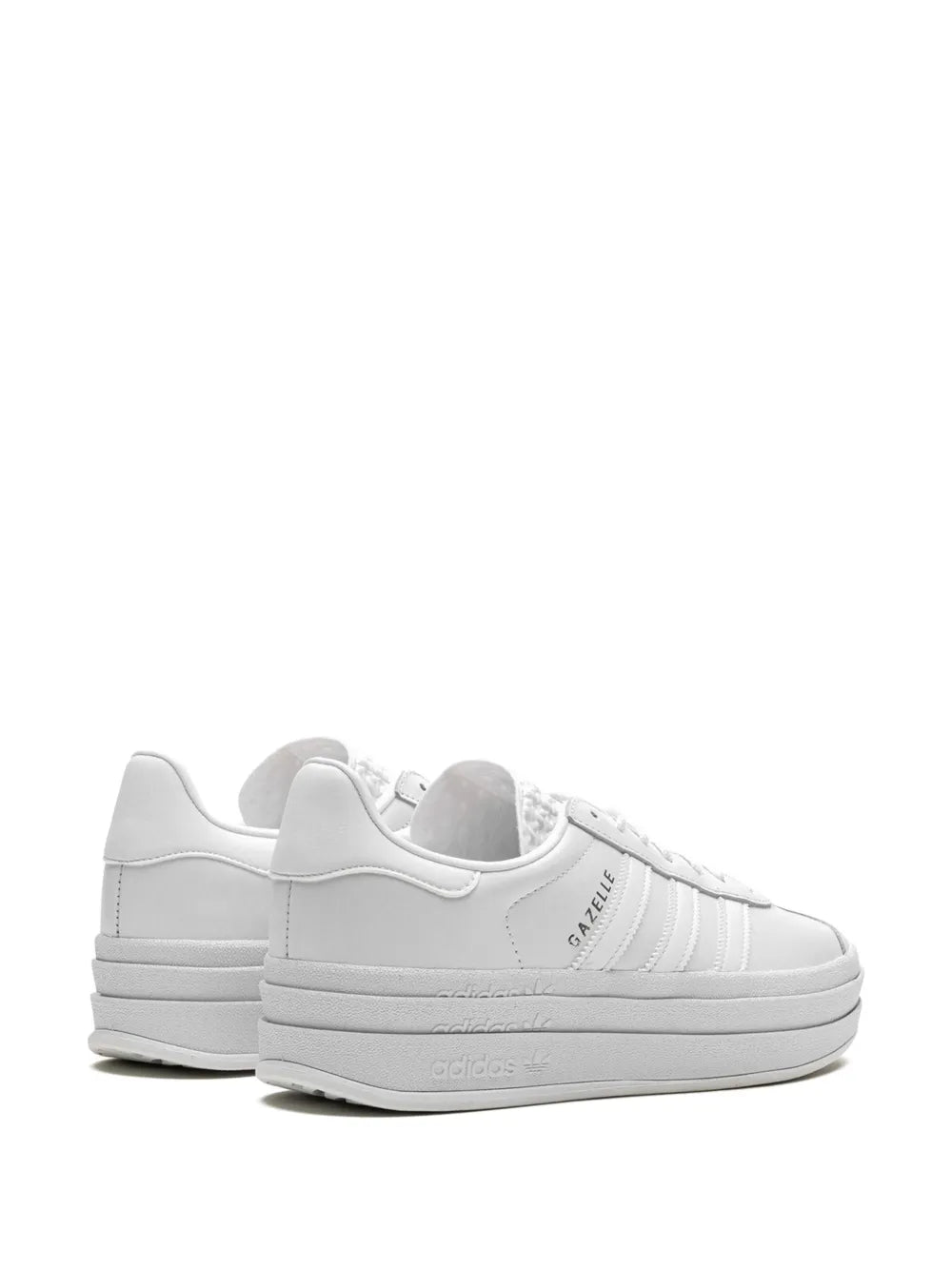 White adidas Gazelle Bold sneakers, rear view with padded collar and platform sole