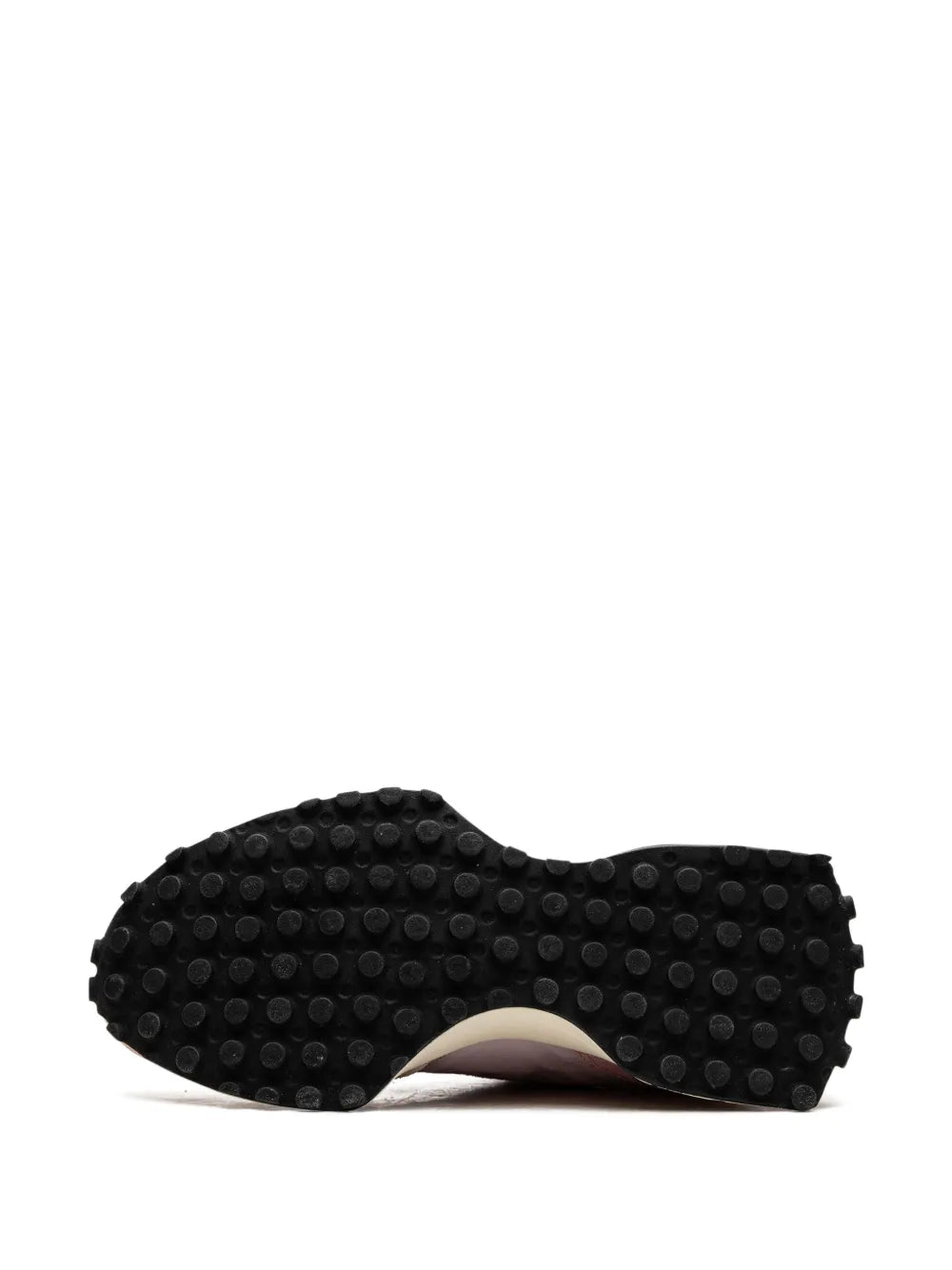 Black studded rubber outsole for pink and white low-top sneaker