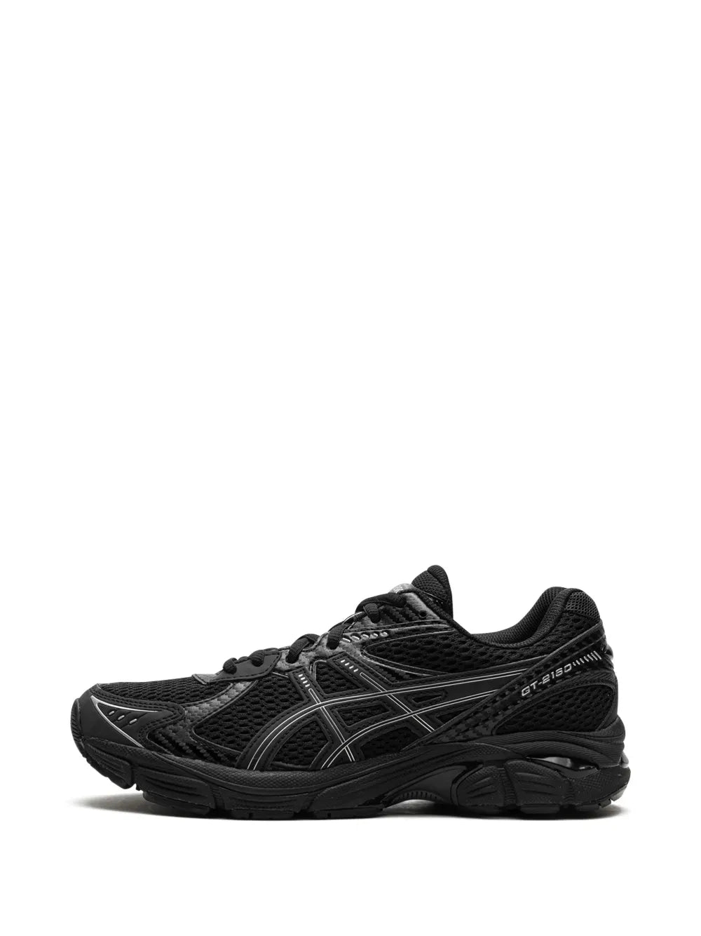 Black GT-2160 sneakers front side view with lace-up and mesh paneling