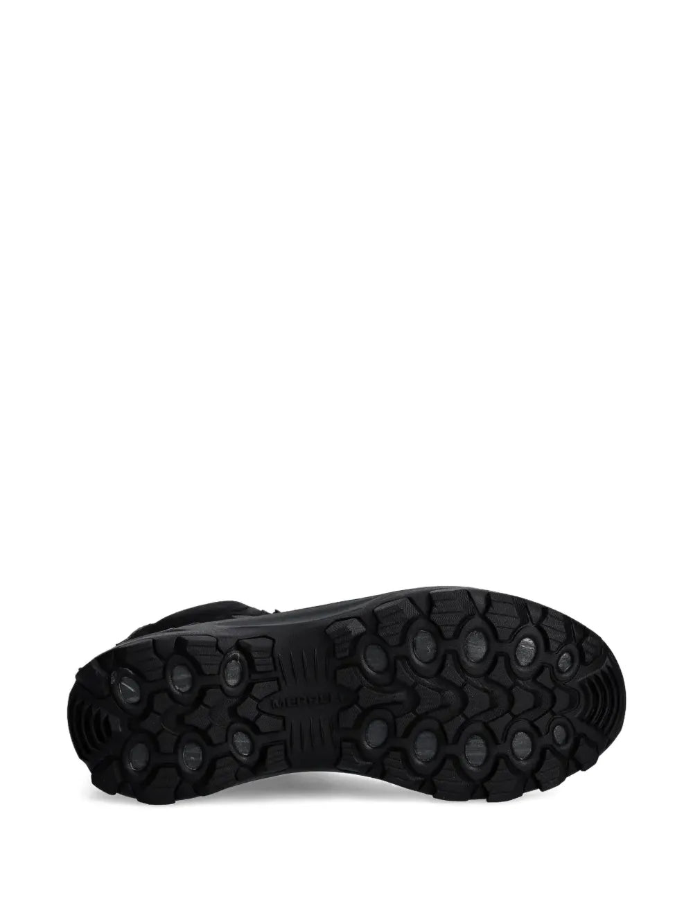 Merrell waterproof sneakers outsole, black lugged rubber tread pattern
