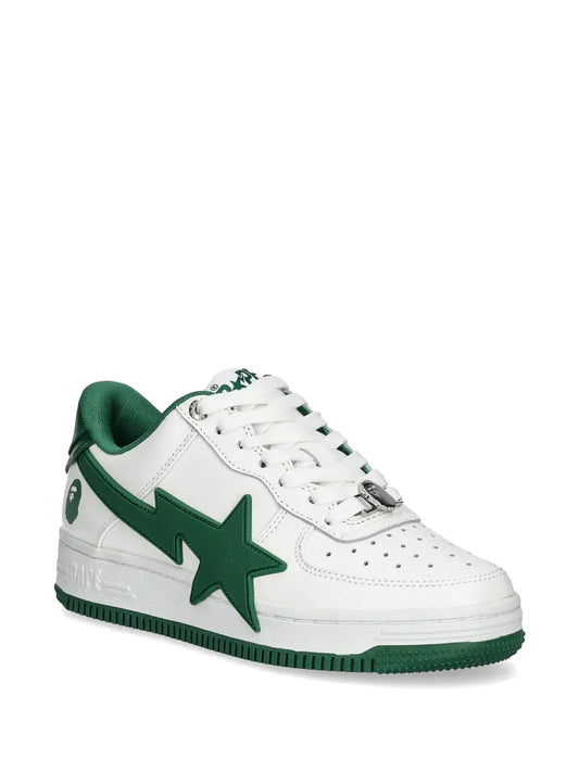 A BATHING APE? Bape Sta low-top sneakers, green trim and white laces