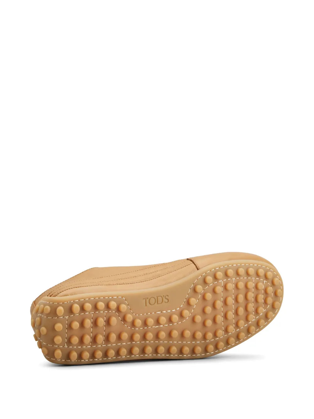 Tan leather sneaker outsole with round stud tread and TOD'S logo