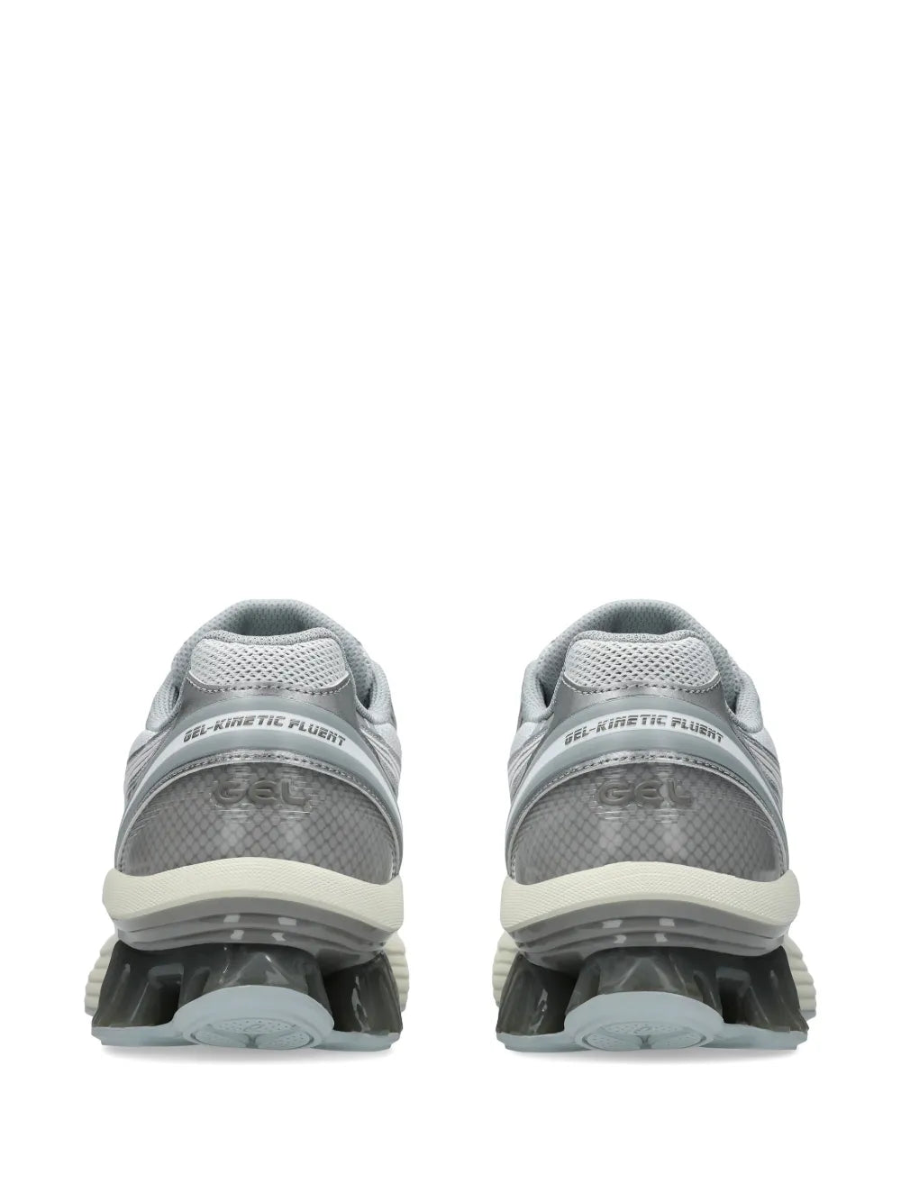 Asics Gel-Kinetic Fluent sneakers, back view with cushioned heel and treaded sole