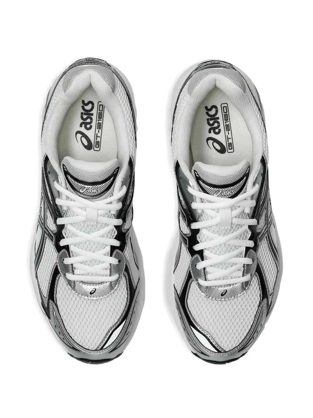 White lace-up sneakers with Asics logo on tongue and textured mesh panels