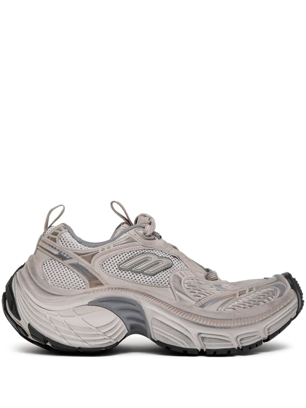 Balenciaga 6XL taupe grey chunky sneakers with mesh panels and lace-up front