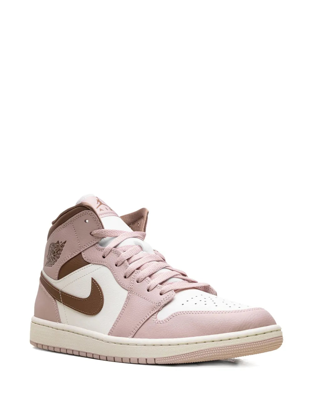 Nike Jordan 1 Mid lace-up high-top sneakers in pink and brown with white panels