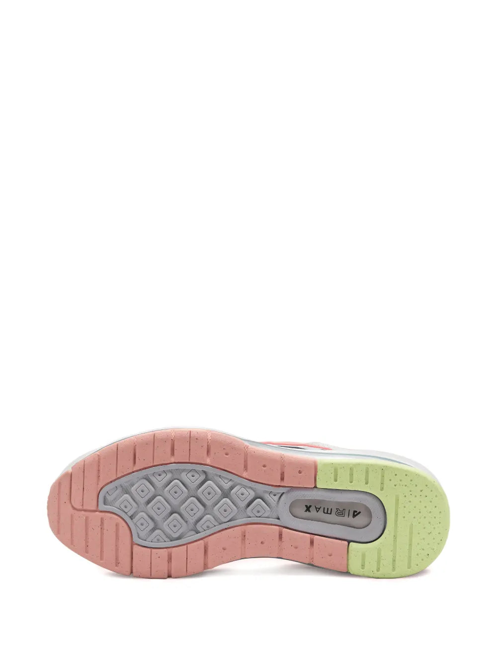 Treaded outsole for Nike Air Max Genome sneakers with pink and green rubber sections
