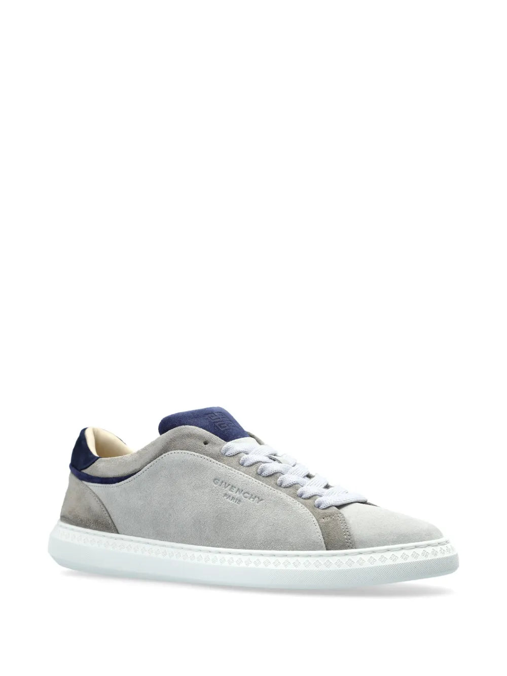 Givenchy leather sneakers, grey suede uppers with navy collar and white laces