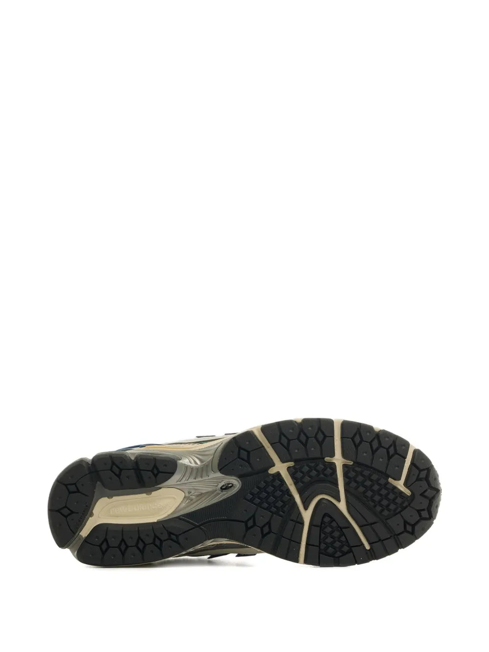 1906 running sneaker outsole, black rubber tread with cream midsole edge