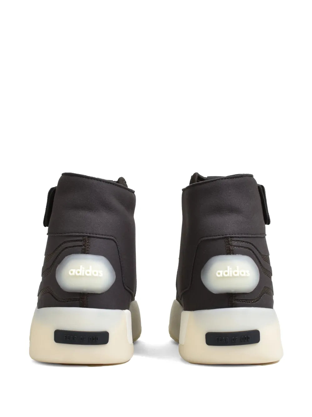 Black adidas high-top sneakers with padded heel tabs and cushioned sole
