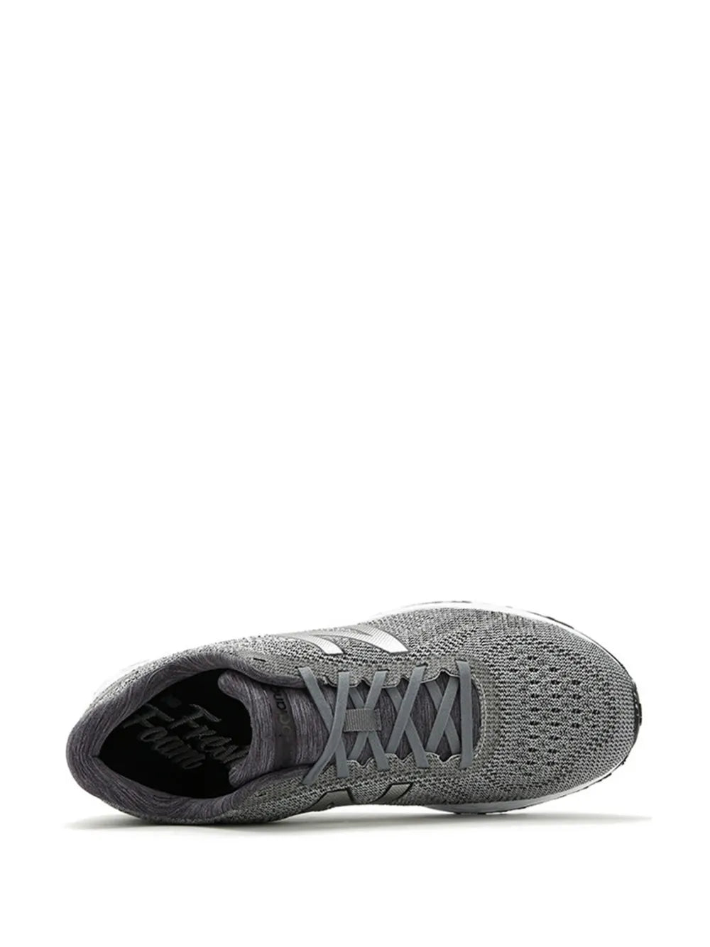New Balance gray mesh sneakers, side view with logo and padded collar