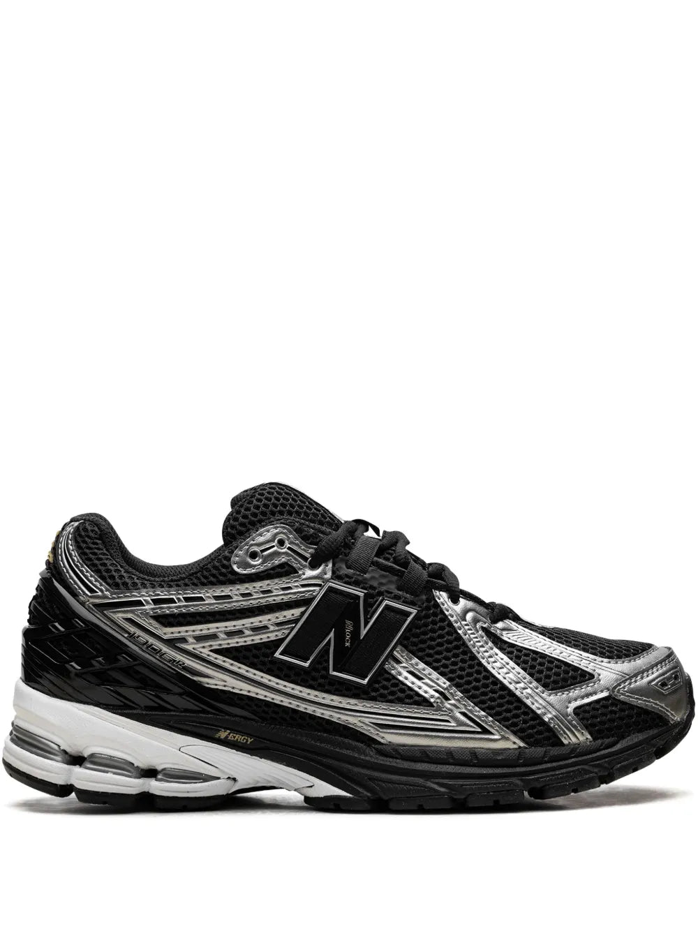 New Balance 1906R black/grey/white sneakers, side view with N logo and laces