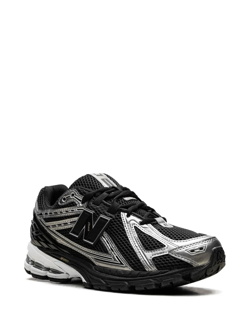 New Balance 1906R sneakers, quarter view with black mesh and silver N logo