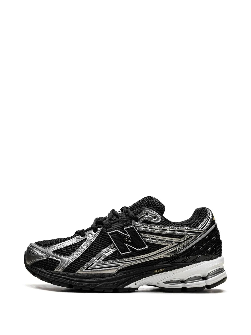 New Balance 1906R sneakers, angled side view with black laces and grey/white overlays