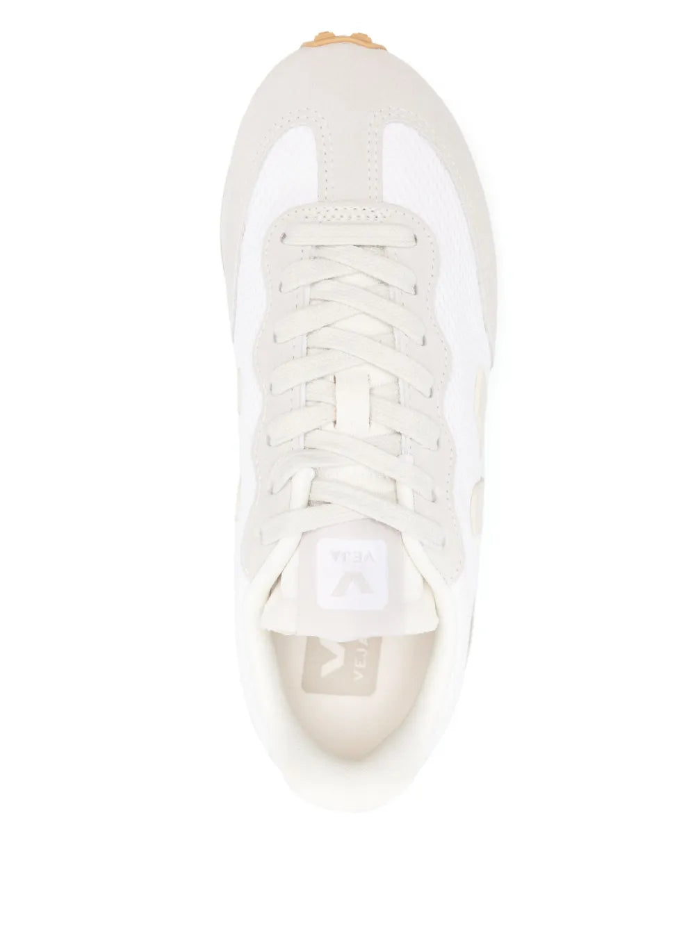 VEJA Rio Branco II white sneaker showing laces, tongue, and VEJA logo label
