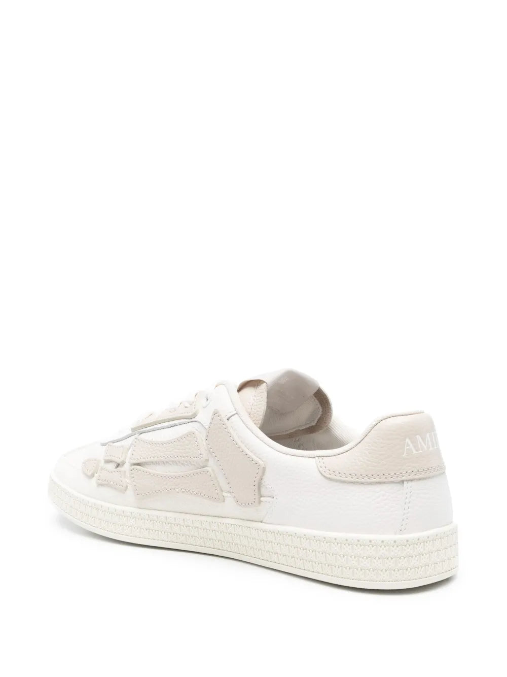 White sneakers with logo-print insole, lace-up closure and cushioned heel