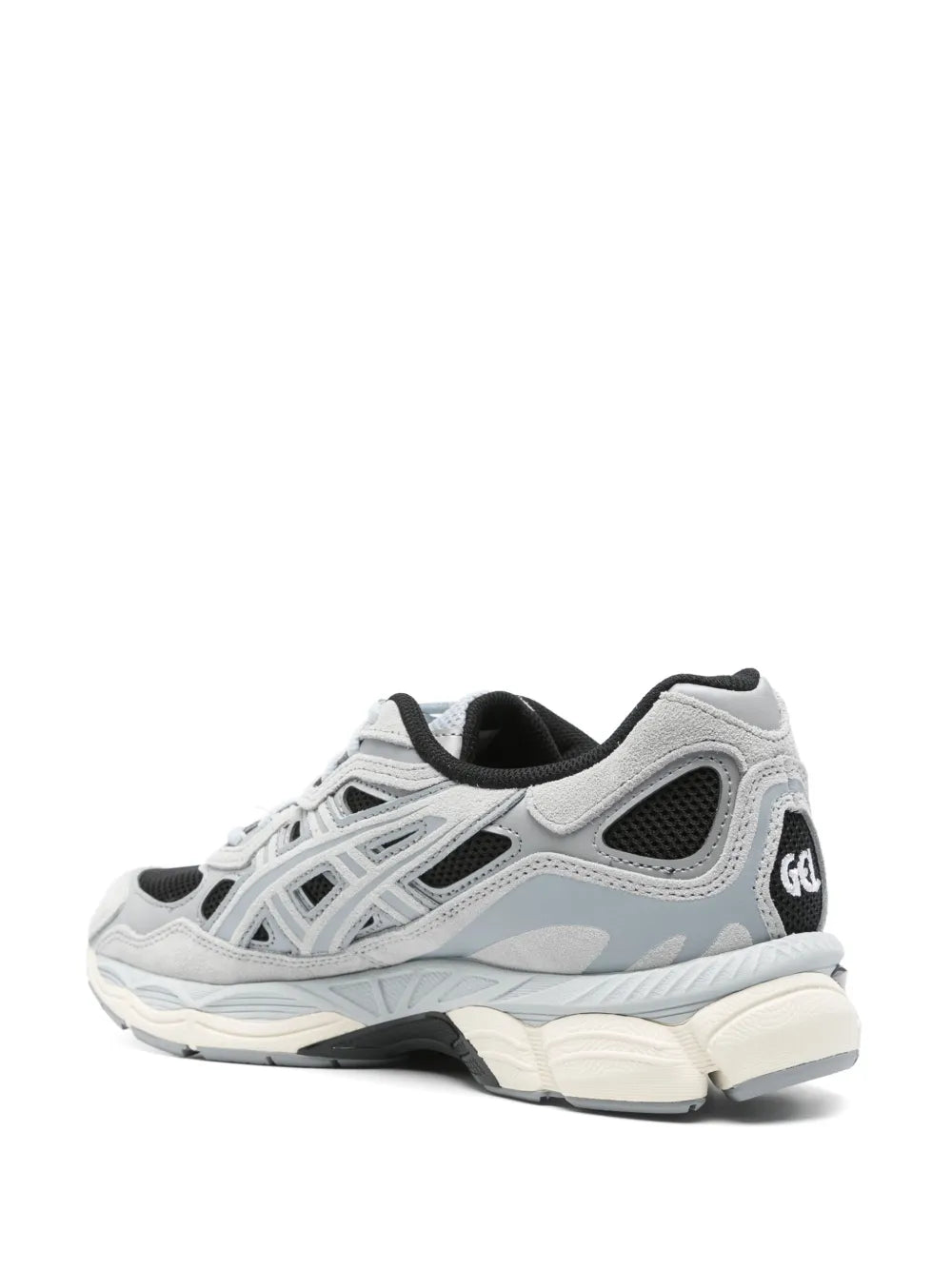 Asics Gel-Nyc rear view sneakers in slate grey with black heel collar and sole