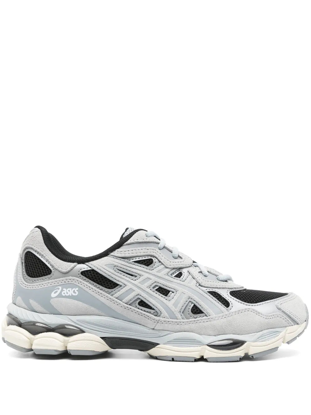 Asics Gel-Nyc slate grey and black sneakers with lace-up front and cushioned sole