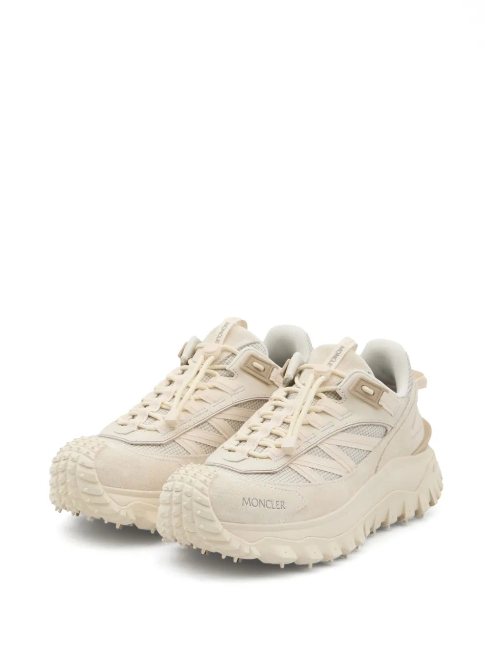 Moncler Trailgrip beige lace-up trail sneakers, side view
