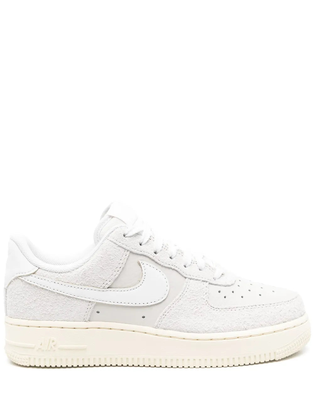 Nike Air Force 1 low-top sneakers, white leather with light grey suede panels