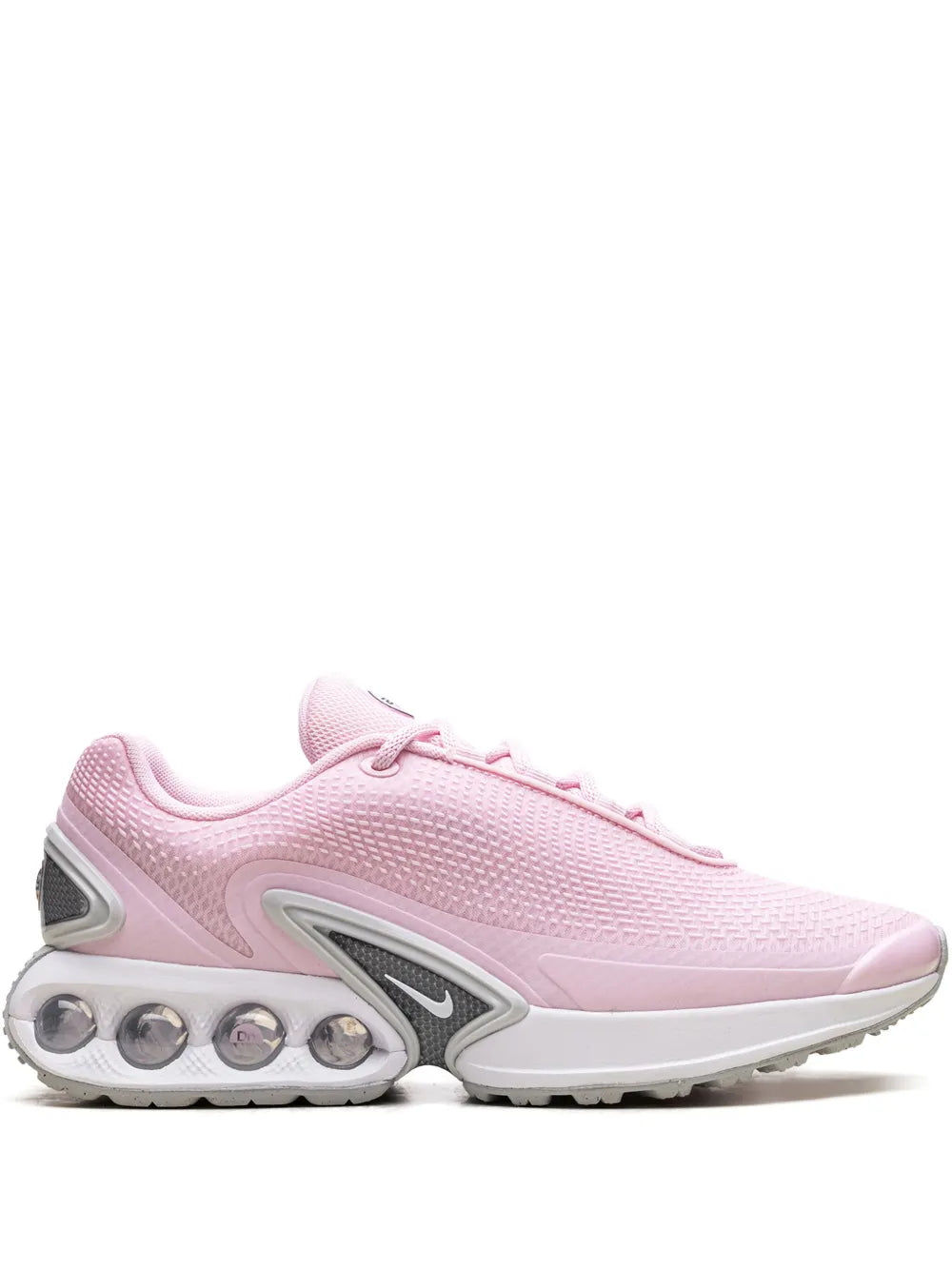 Pink Nike Air Max Dn running shoe with lace-up and visible air-cushion pods