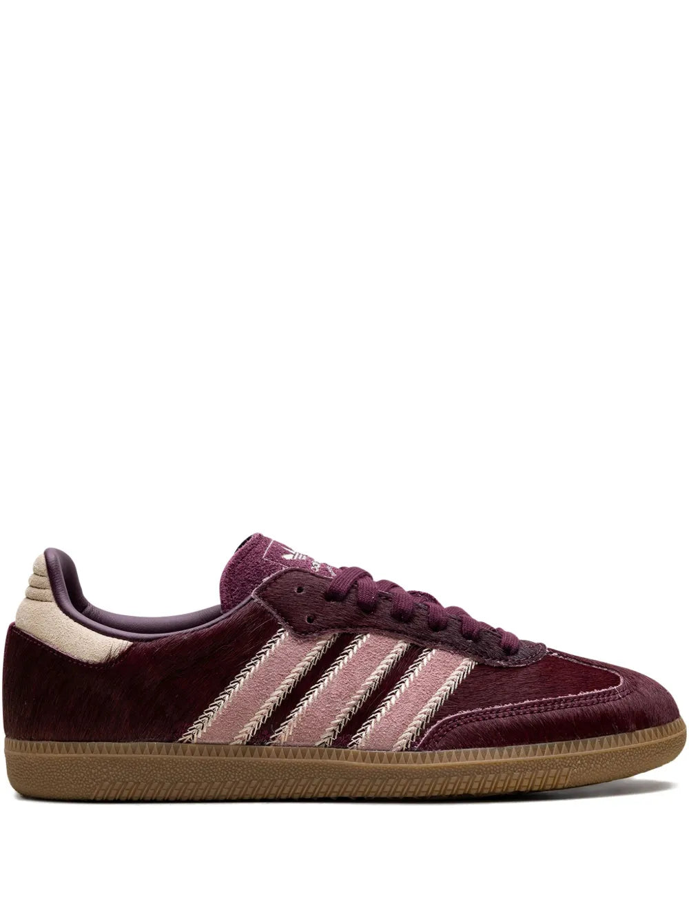 adidas Samba OG low-top sneakers in dark burgundy suede with beige triple stripes