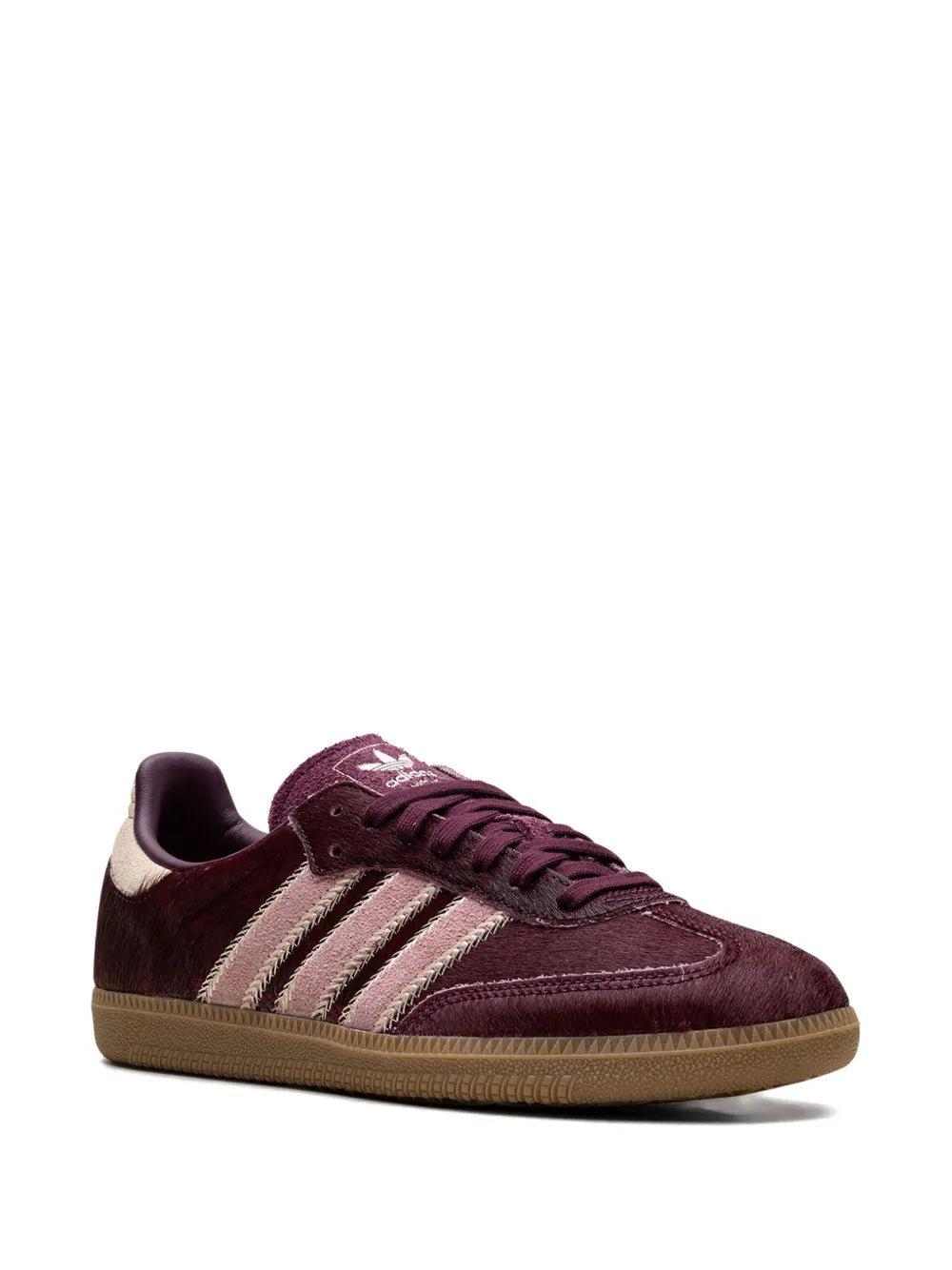 adidas Samba OG sneakers, dark burgundy suede upper, lace-up front, gum sole
