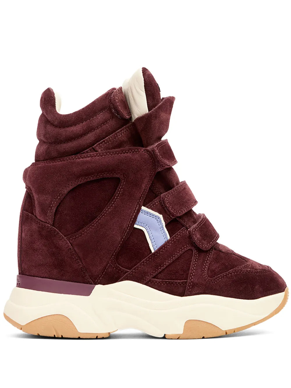 ISABEL MARANT Balskee suede wedge boots, dark burgundy panelled lace-up with padded collar