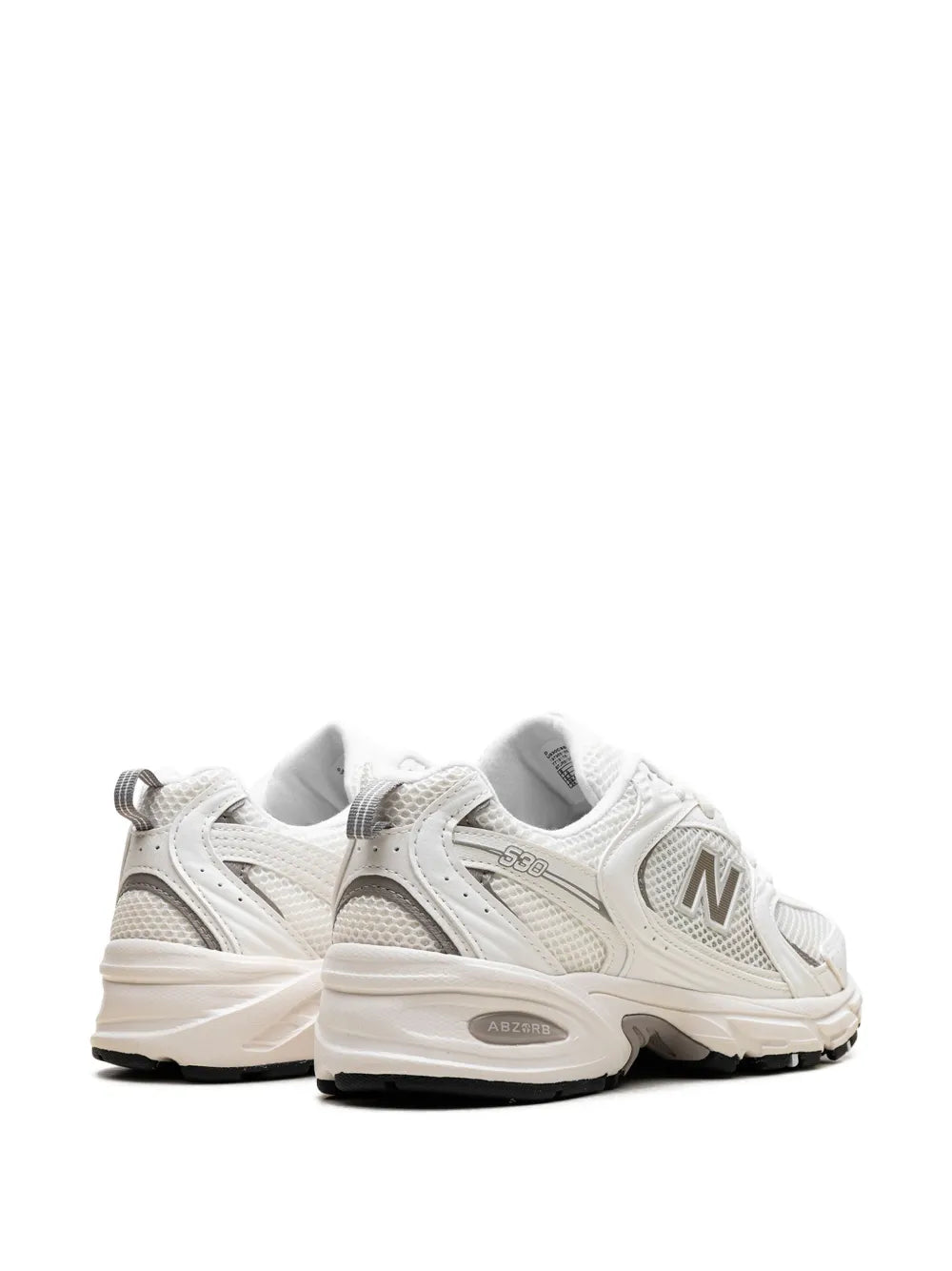 New Balance 530 low-top sneakers, white and gray panels, rear three-quarter view
